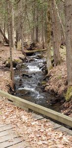 Rushing river near fairway path